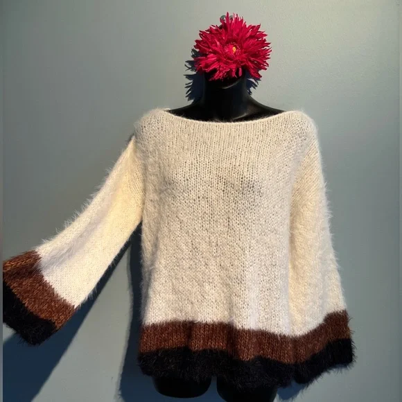 🧶Handmade Soft Luxe Color-Block Merino Wool Sweater - Picture 4 of 14